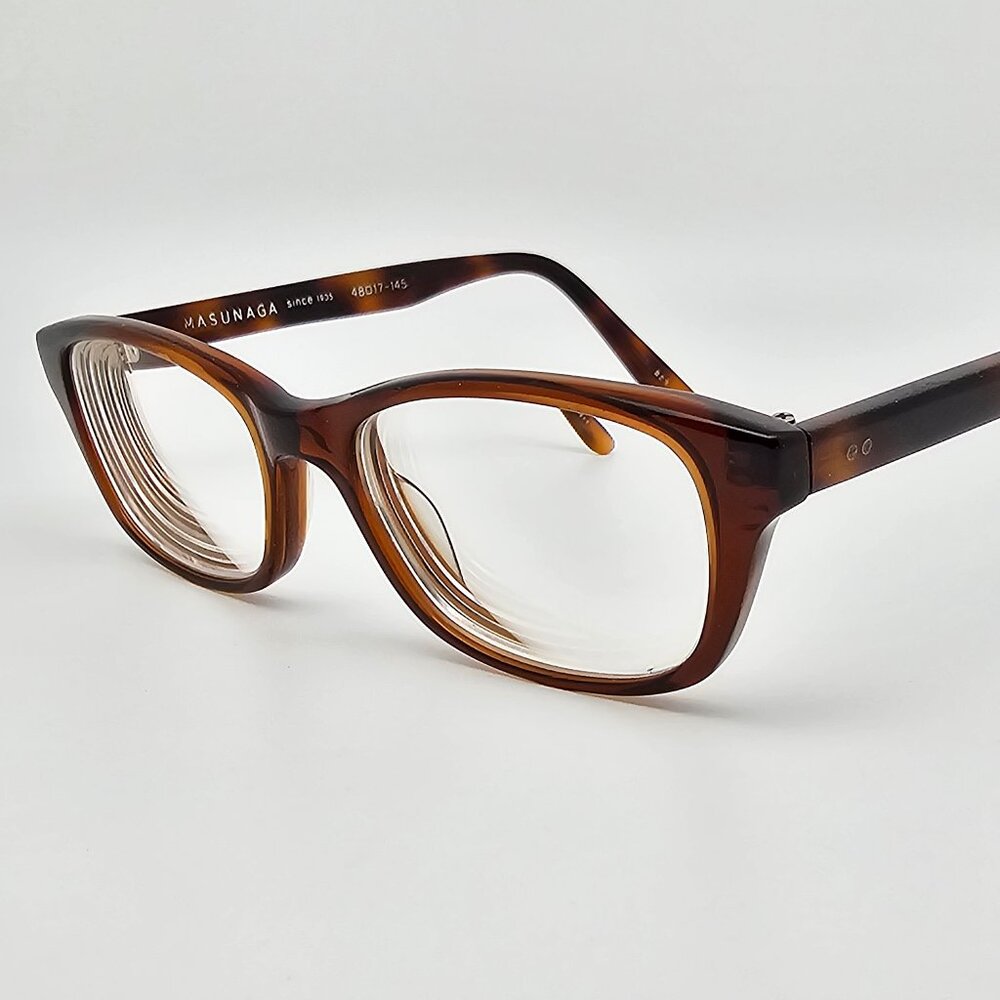 Masunaga 035 Crystal Brown Tortoise Cat Eye Eyeglasses Frame Japan 48-17-145